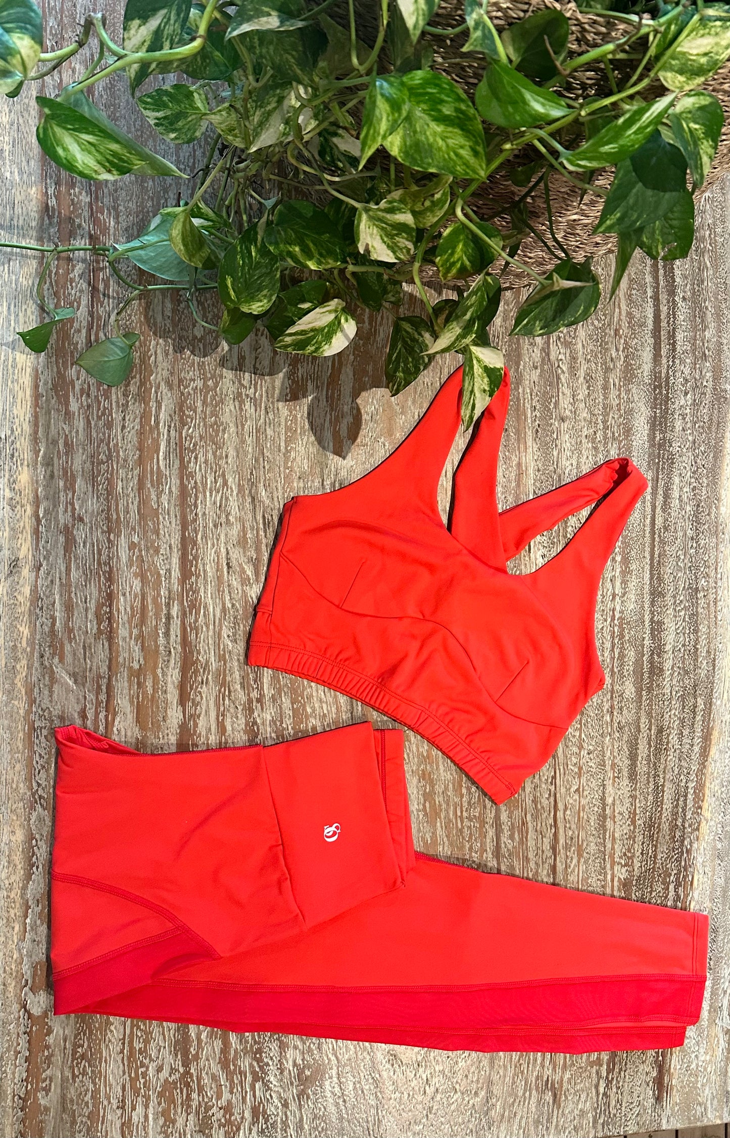 Set Legging Malla Rojo + Top Corset Rojo