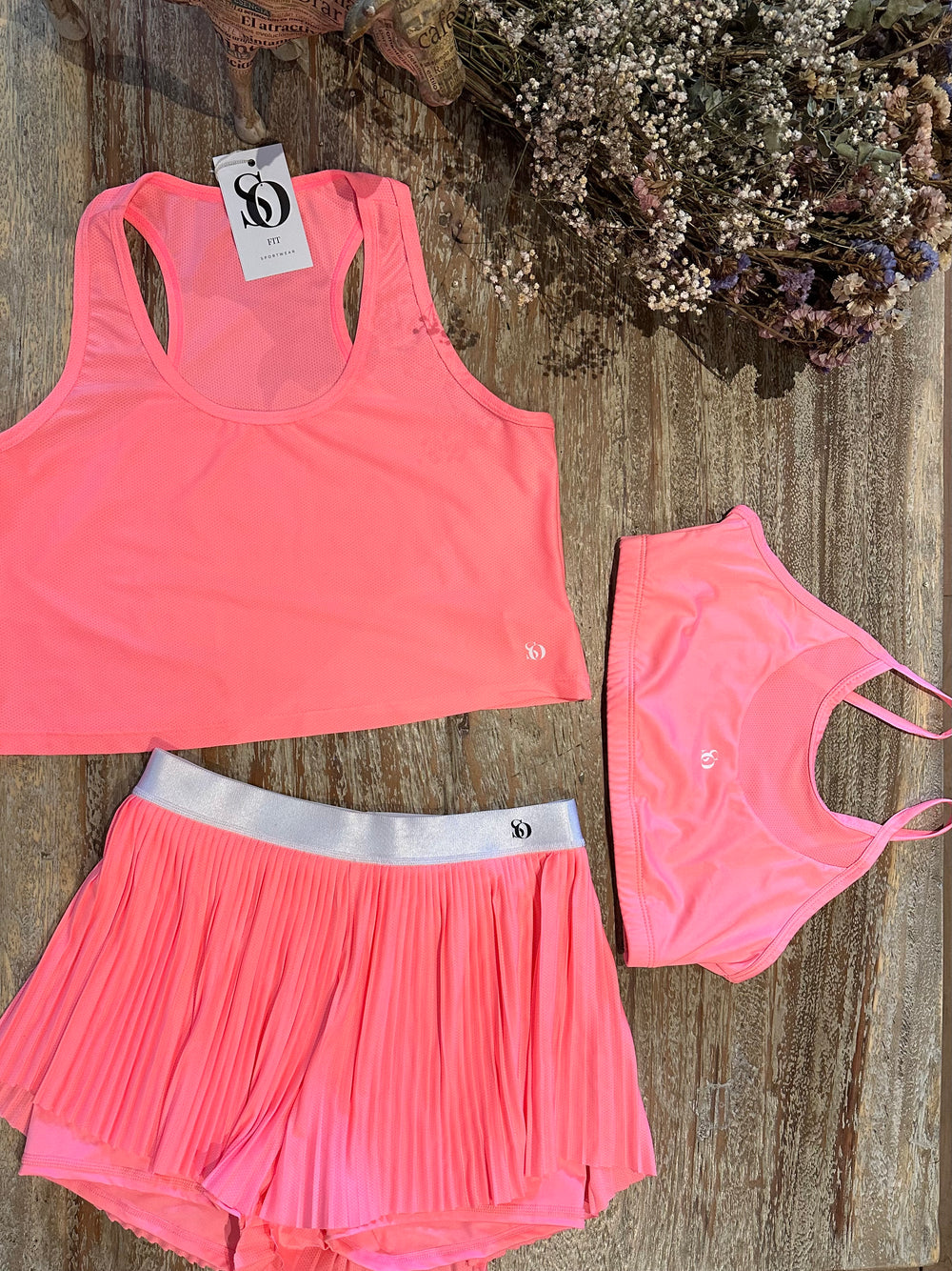 Set Trio Plizado Rosa