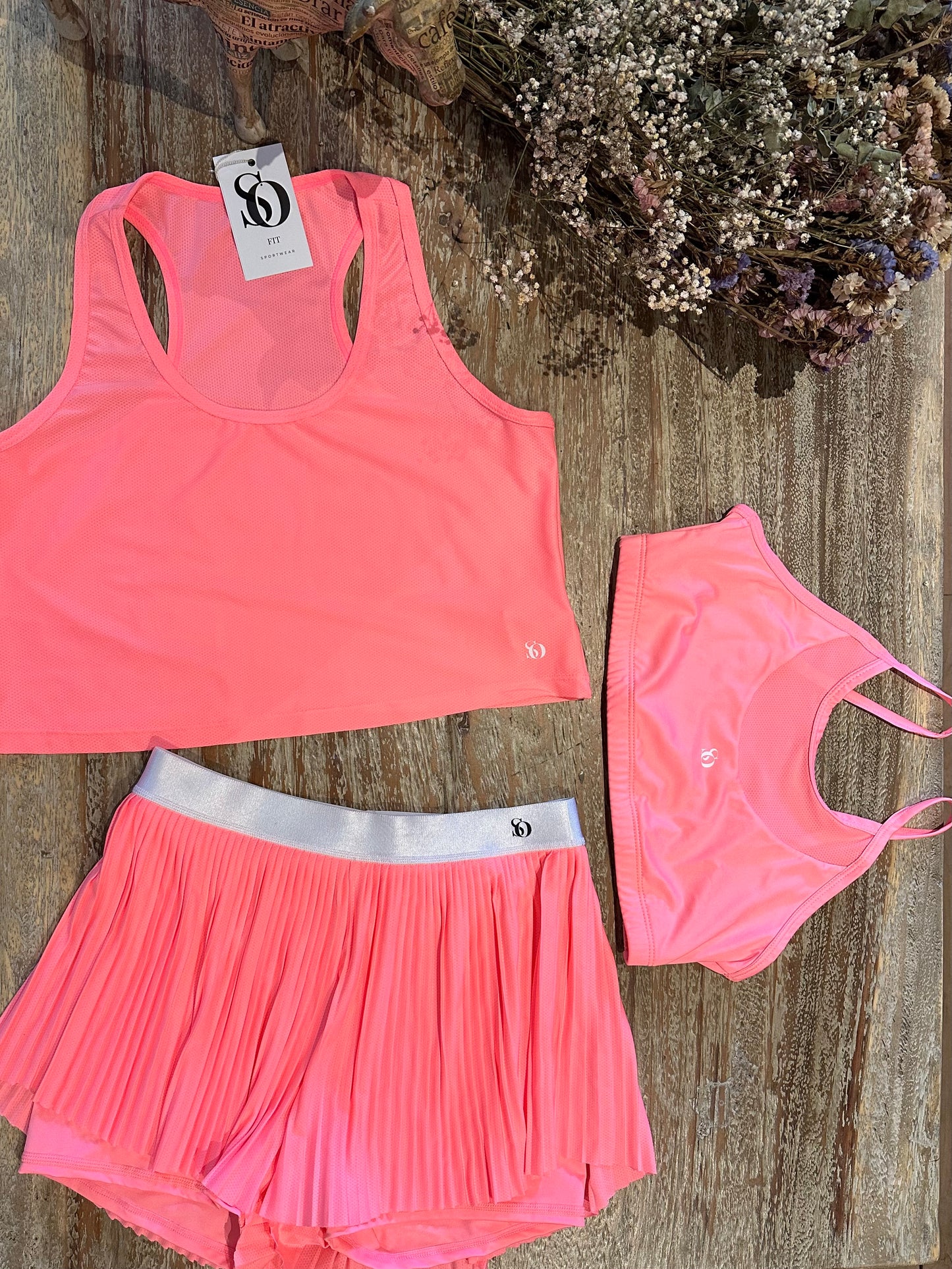 Set Trio Plizado Rosa